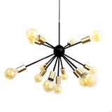 Lustre Moderno Sputnik Preto com Dourado - 13 Lâmpadas Não Inclusas