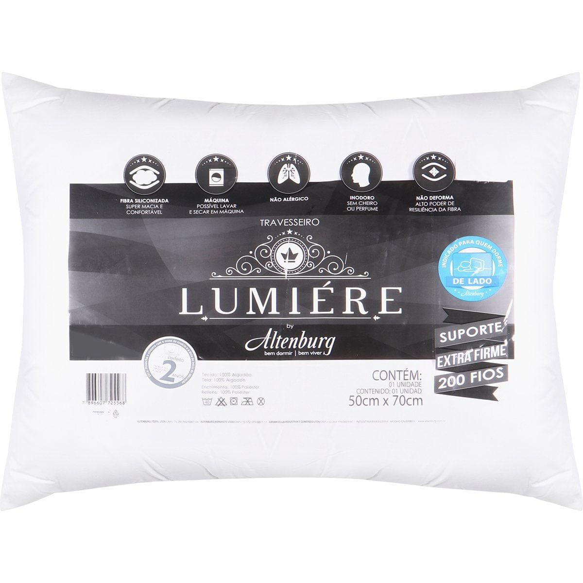 Travesseiro 50x70 Lumiere Percal Black Menor preço em Travesseiro 50x70 Lumiere Percal Black