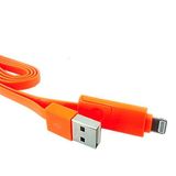 Cabo de Dados USB 2X1 V8 + iPhone 5 5S 6 1 Metro Laranja Compatível