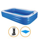 Piscina Inflável Retangular Azul 1.260 Litros 262 Cm Pvc Com Bomba E Forro Vg+