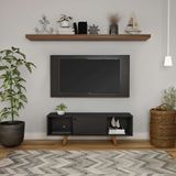 Rack Com Painel Para Tv Até 42 Polegadas Eric Preto 135 Cm