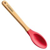 Colher Talher Silicone Bambu Utensílio Cozinha Vermelho