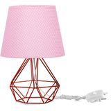 Abajur Diamante Dome Rosa/bolinha Com Aramado Cobre