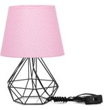 Abajur Diamante Dome Rosa/bolinha Com Aramado Preto