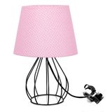 Abajur Cebola Dome Rosa/bolinha Com Aramado Preto