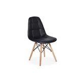 Cadeira Dkr Charles Eames Wood Estofada Botonê - Preta