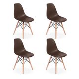 Conjunto 4 Cadeiras Charles Eames Eiffel Wood Base Madeira Marrom