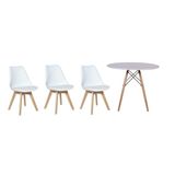 Kit Mesa Jantar Eiffel 100cm Branca + 03 Cadeiras Leda - Branca