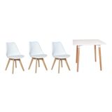 Kit Mesa Jantar Eiffel 80x80 Branca + 03 Cadeiras Leda - Branca