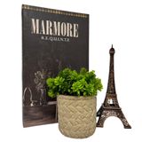 Kit Decoração Livro Marmore + Vaso Artesanal + Torre Eiffel