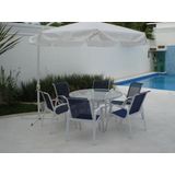 Jogo De Mesa Com Vidro E 6 Cadeiras Aluminio Piscina