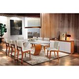 Sala de Jantar Bella 2,20m com 8 Cadeiras de Madeira