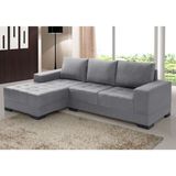Sofá 3 Lugares Com Chaise Patrícia Suede Cinza - única