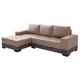 Sofá 3 Lugares Com Chaise Patrícia Suede Chocolate - única