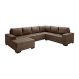 Sofá de Canto 2 Lugares Com Chaise Patrícia Suede Marrom - única