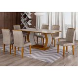 Conjunto de Mesa de Jantar com 6 Cadeiras Maia I Suede Amassado Imbuia e Chocolate