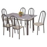 Conjunto de Mesa Primavra com 6 Cadeiras Craqueado Preto Rattan