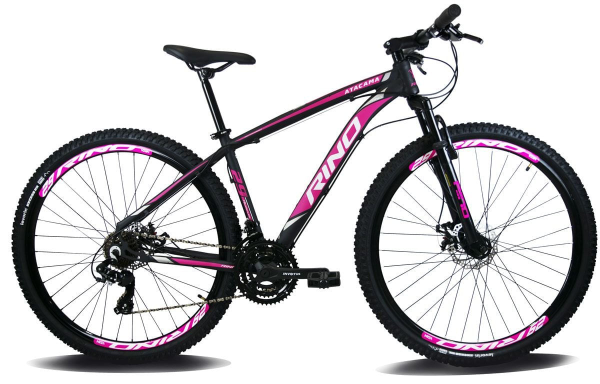 Bicicleta Rino Atacama T15 Aro 29 Susp. Dianteira 24 Marchas - Preto/rosa