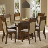 Conjunto Sala de Jantar Madesa Atlanta Mesa Tampo de Vidro com 6 Cadeiras