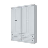 Guarda-Roupa de Solteiro Henn 4 Portas Americano Branco HP