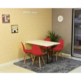 Conjunto De Mesa Dobrável Retrátil 120 X 75 Branca + 4 Cadeiras Eiffel - Vermelha