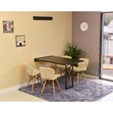 Conjunto De Mesa Dobrável Retrátil 120 X 75 Preta + 4 Cadeiras Slim - Nude