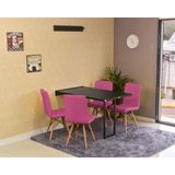 Conjunto De Mesa Dobrável Retrátil 120 X 75 Preta + 4 Cadeiras Gomos - Rosa