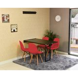 Conjunto De Mesa Dobrável Retrátil 120 X 75 Preta + 4 Cadeiras Botonê - Vermelha