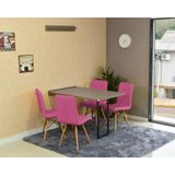 Conjunto De Mesa Dobrável Retrátil 120 X 75 Volpi + 4 Cadeiras Gomos - Rosa