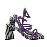 Sandália Salto Triângulo Zebra Tiras Roxo - 36 - Roxo