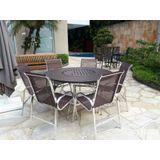 Jogo Conjunto De Piscina Mesa Giratoria E 6 Cadeira Aluminio