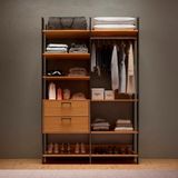 Guarda Roupa Closet Industrial 145cm 100% Mdf Tw403 Freijó/preto Fosco - Pradel