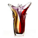 Vaso Em Cristal Murano Vermelho E Âmbar  São Marcos