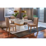 Sala De Jantar Lucy 120 Tampo Vidro 4 Cadeiras