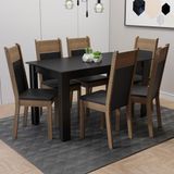 Mesa Tampo De Madeira Com 6 Cadeiras Preto Rustic Preto