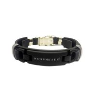 Pulseira Masculina Foco Força e Fé Amuleto Negro Trava