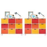 Kit 2 Nichos Organizadores 9 Gavetas com Rodízios Branco/Colorido - Qmovi