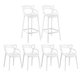 KIT - 4 x cadeiras + 2 x banquetas altas Allegra - Branco
