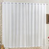 Cortina Voal Linho Com Ilhós Cromado 4,00m X 2,60m Branco