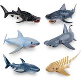 Toymany 6pcs 5-8 L Figurines De Brinquedo De Banho De Tubarão Realista, Animais Do Mar De Plástico Figuras Do Mar Inclui Tubarão-baleia, Tubarão-tigr