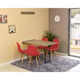 Conjunto De Mesa Dobrável Retrátil 120 X 75 Volpi + 4 Cadeiras Botonê - Vermelha