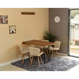 Conjunto De Mesa Dobrável Retrátil 120 X 75 Noronha + 4 Cadeiras Slim - Nude