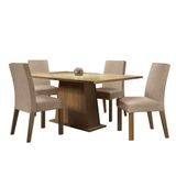 Mesa Tampo de Vidro com 4 Cadeiras Rustic/Crema/Imperial
