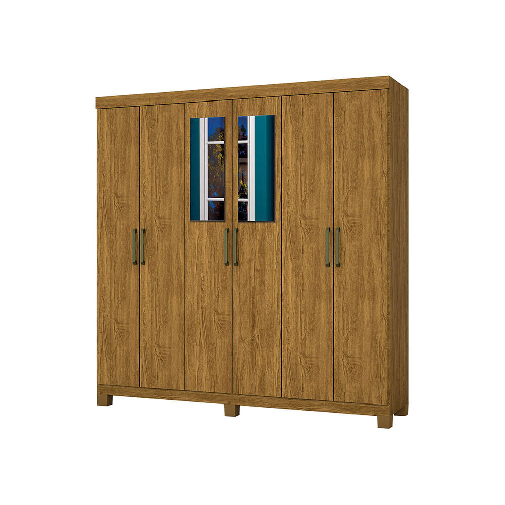 Guarda Roupa R22 6 Portas 2 Gavetas Com Espelho E Pés Carioca Móveis