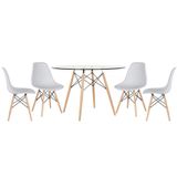 Mesa Redonda Eames 120cm + 4 Cadeiras Cinza Claro