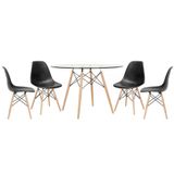 Mesa Redonda Eames 120cm + 4 Cadeiras Preto Preto
