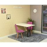 Conjunto De Mesa Dobrável Retrátil 120 X 75 Branca + 2 Cadeiras Gomos - Rosa