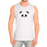 Regata Masculina Estampa Panda Conforto Dia A Dia Macia Branco+preto Gg