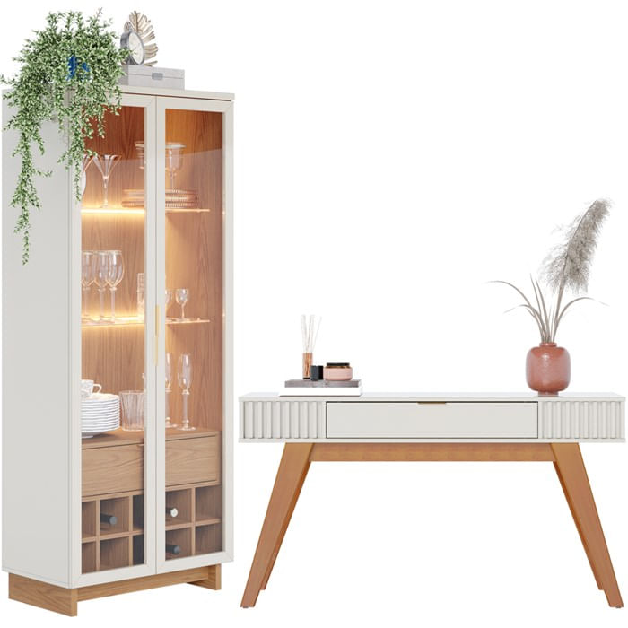 Aparador Riveira E Cristaleira Guanabara Off White Freijo Clb