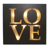 Placa Quadro Decorativo LOVE Iluminado a Led 34 x 34 cm